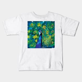 Colorful Peacock Sketch Kids T-Shirt